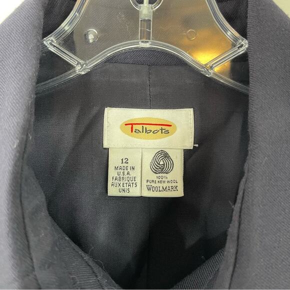 Vintage Talbots blue wool button front boxy cropped shirt shacket 12 - Picture 4 of 5
